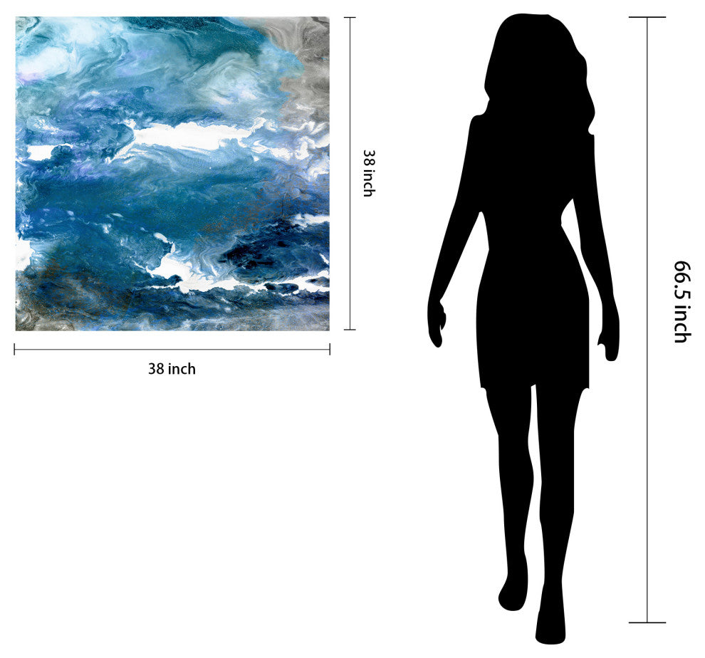 "Glistening Tide A" Abstract Wall Art Frameless Free Floating Tempered Art Glass