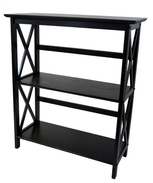 Montego Bookcase, Black, 3 Shelf