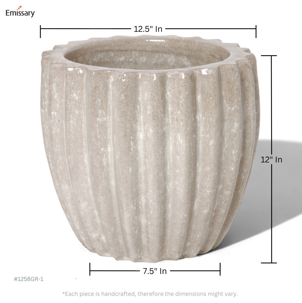 Gray Tall Round Ridge Pot