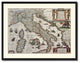 Italy Vintage Map Print On Canvas With Picture Frame 28" X 37"