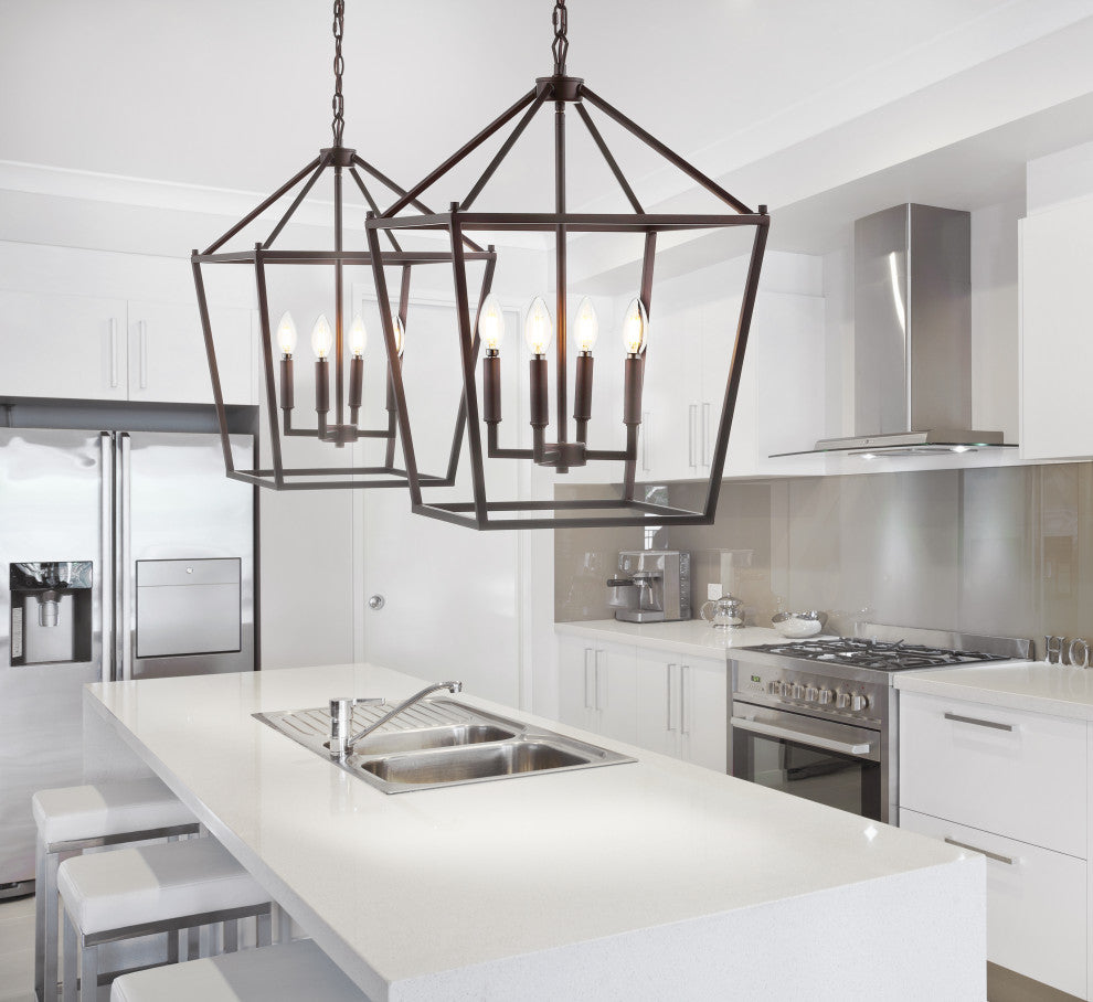 Pagoda Lantern Metal LED Pendant, Oil Rubbed Bronze, 16"