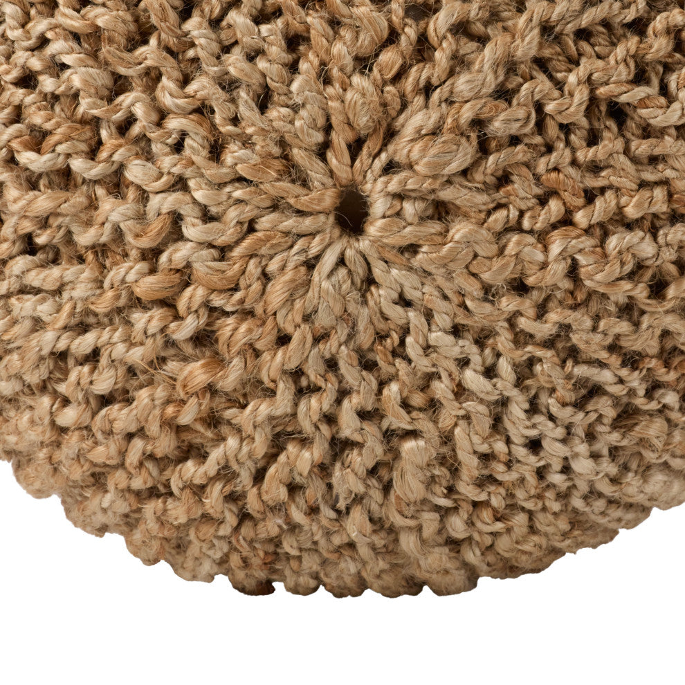 Vibe Living Azene Handmade Solid Cylinder Pouf, Tan, 20"x20"x14"