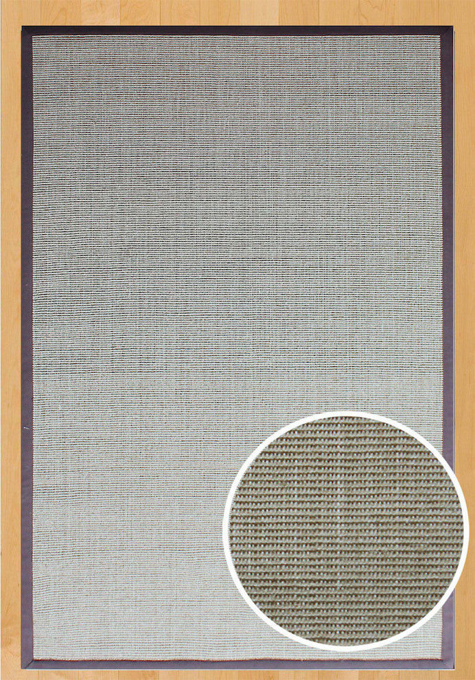 Sisal Boucle Sahara Rug, Chocolate Brown Border, 4"x6", 5'x8'
