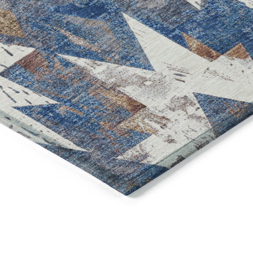 Machine Washable Indoor/Outdoor Chantille ACN1879 Blue 10' x 14' Rug