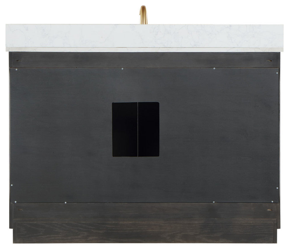 Gazsi Brown Oak Bathroom Vanity Set, 48", Without Mirror