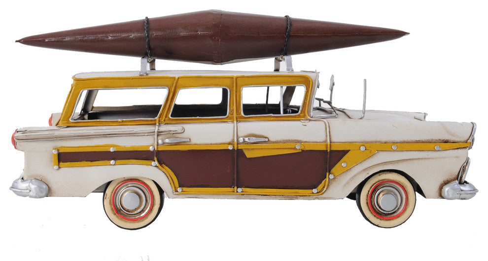 Fords Woody-Look Country Squire With Kayak Iron Model