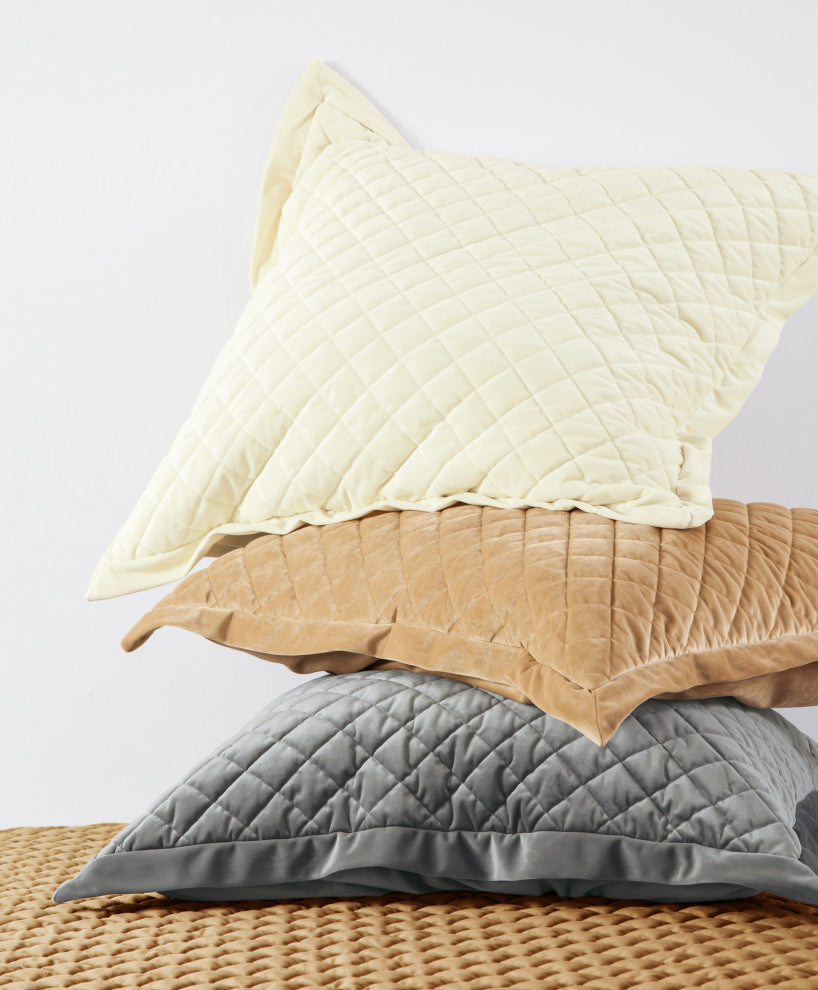 Velvet Euro Sham, 27"x27", Gray