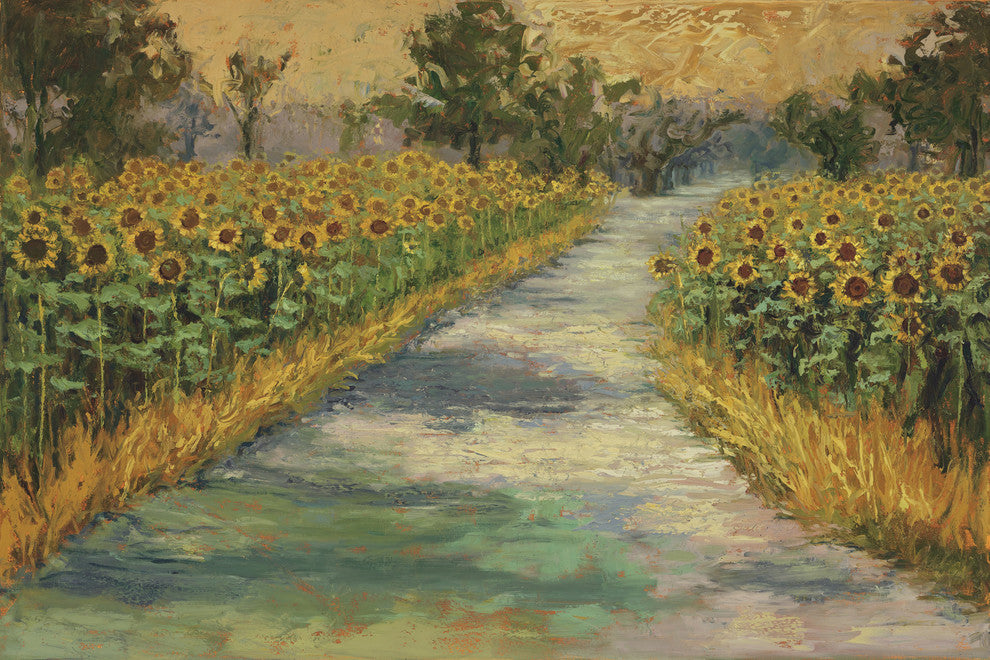 Marmont Hill, "Sunflower Views" by Julie Joy Painting on Wrapped Canvas, 18x12