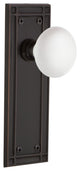 Mission Plate Privacy White Porcelain Knob, Timeless Bronze