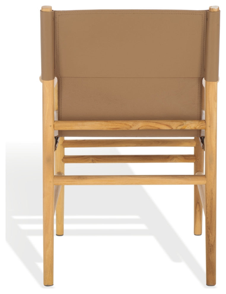 Safavieh Couture Cassaphina Leather Arm Chair, Brown/Natural