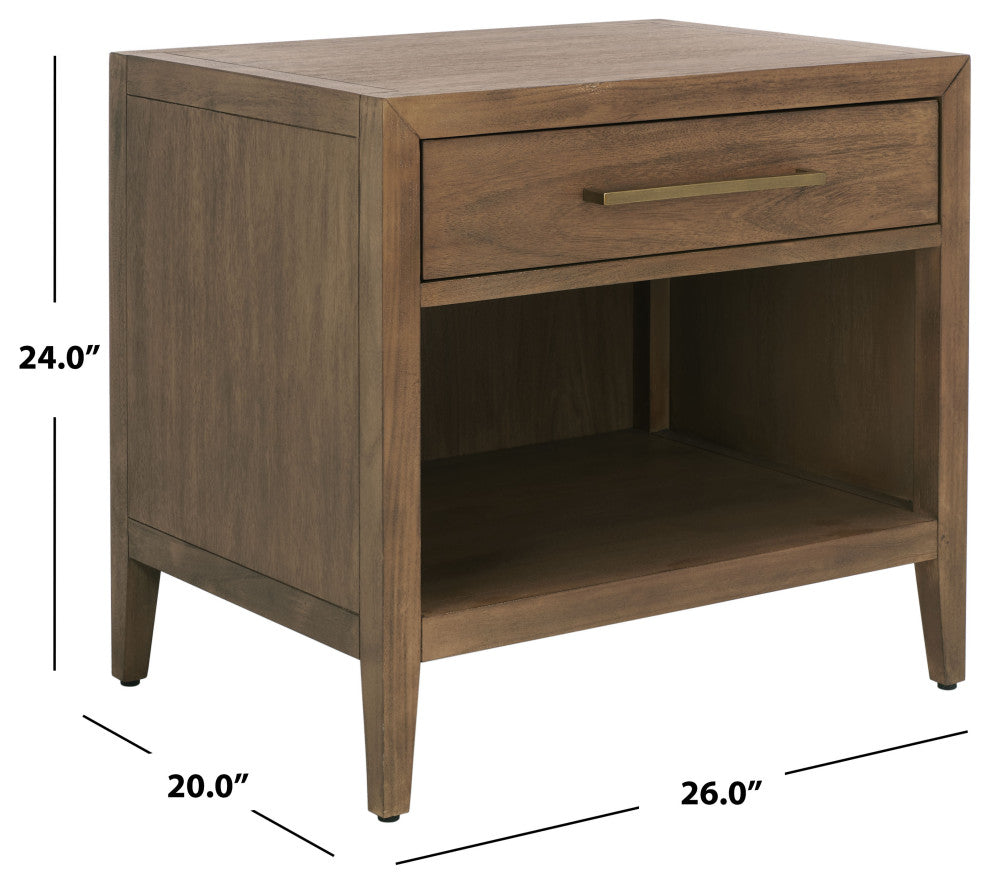 Safavieh Couture Ariella 1 Drawer Wood Nightstand, Brown