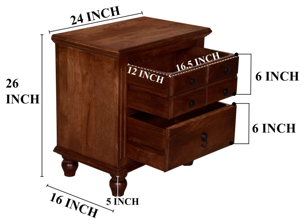 Gabrielle II Transitional Nightstand, Cherry Finish