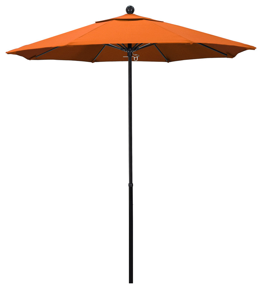 7.5'  Black Push Lift Fiberglass Umbrella, Sunbrella, Tuscan