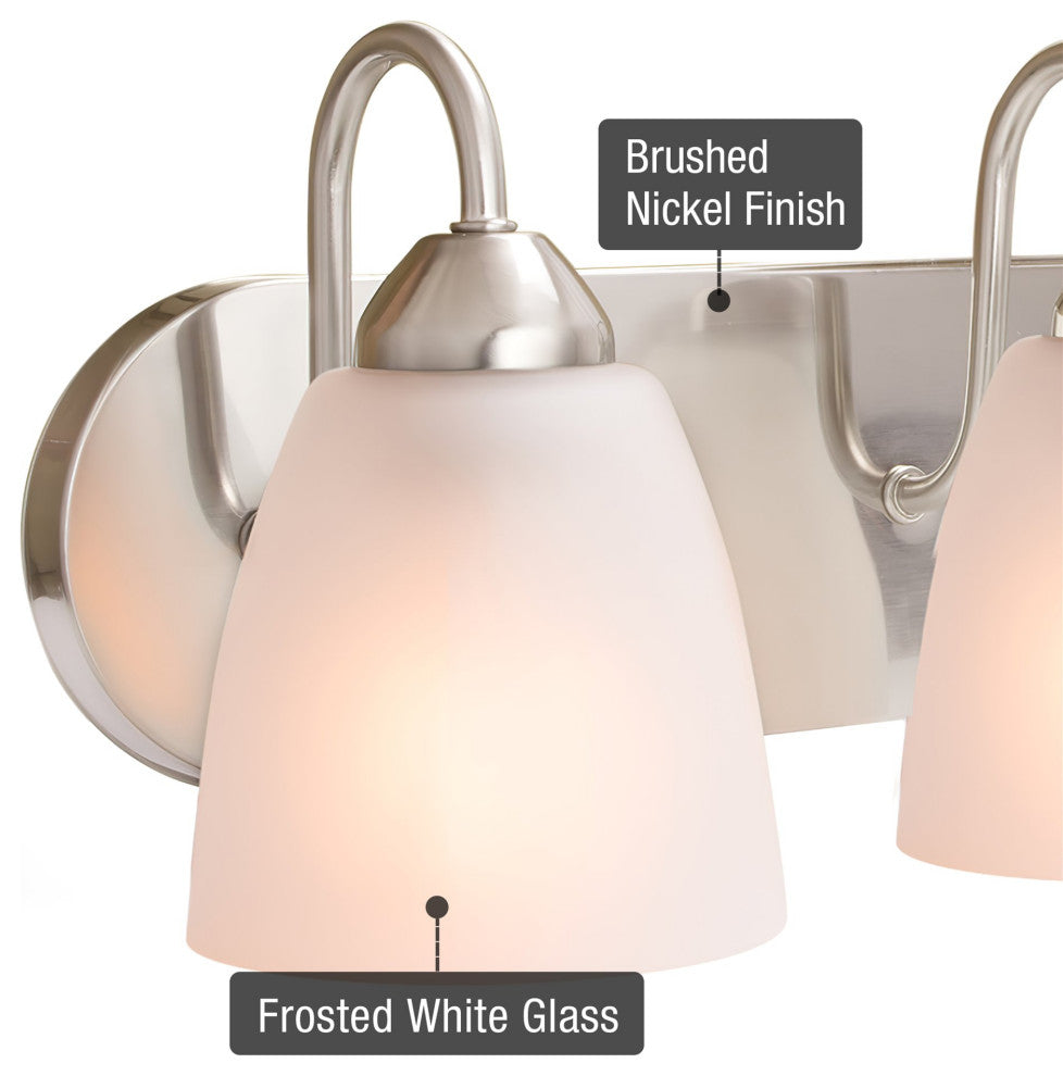 Kira Home Armada 49" Over Mirror / Bathroom Light, Frosted Glass Shades, Curved