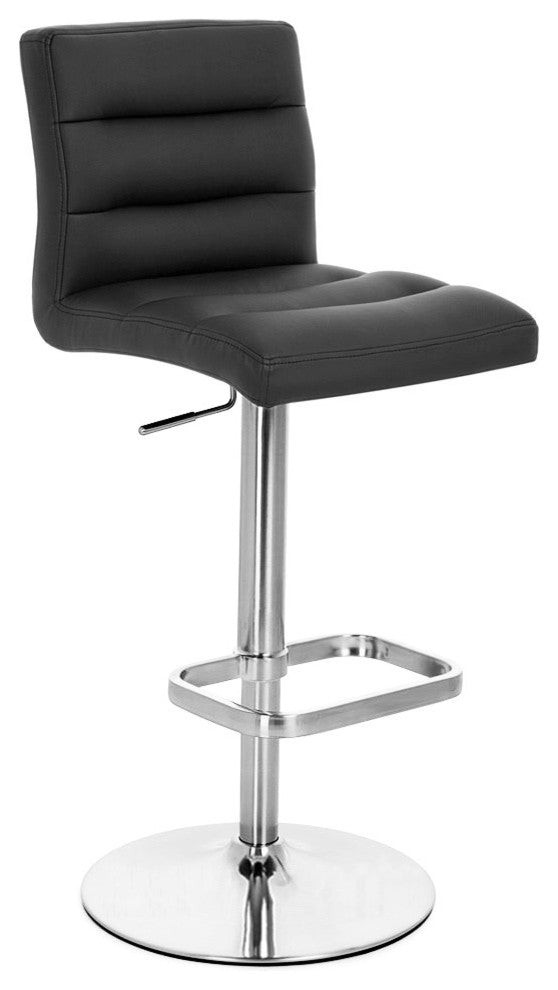 Lush Adjustable Height Swivel Bar Stool - Chrome Base, Black