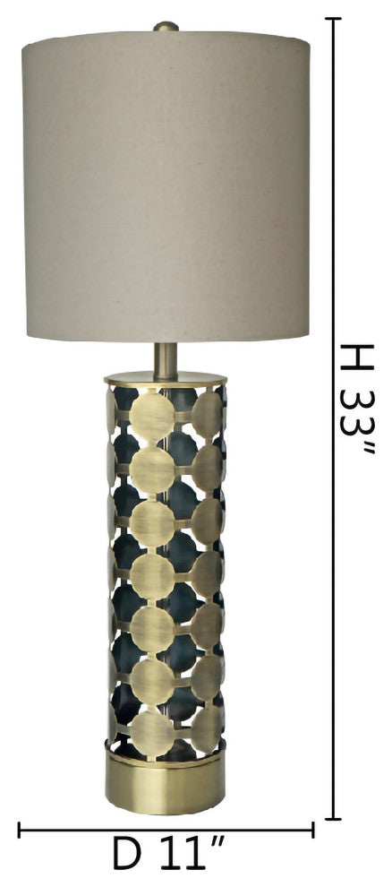 Geometric Pattern Brass Table Lamp