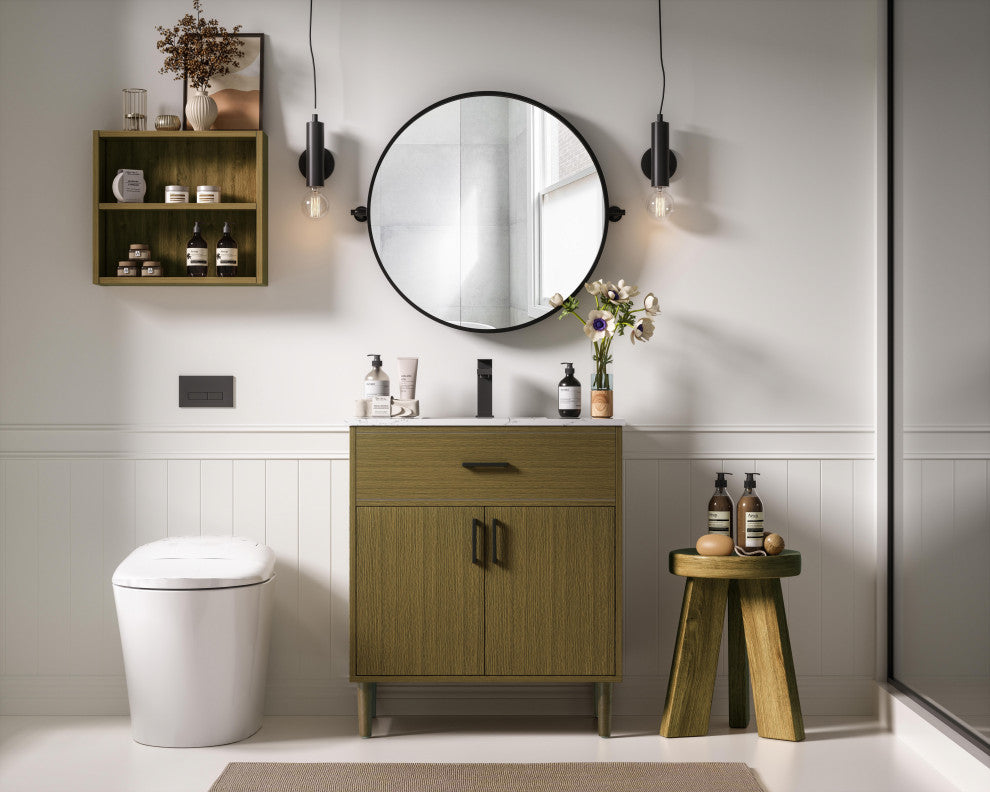 Home Living 30" Single Bathroom Vanity, Chestnut Brown