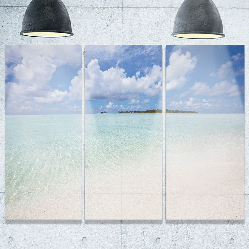 "Fascinating Maldives Empty Seashore" Metal Wall Art, 3 Panels, 36"x28"