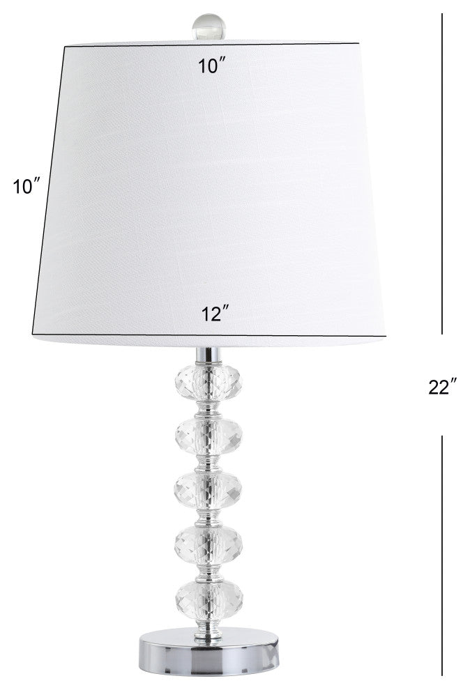 Kevin Glass and Metal LED Table Lamp, Clear and Chrome, Set of 2, 22"