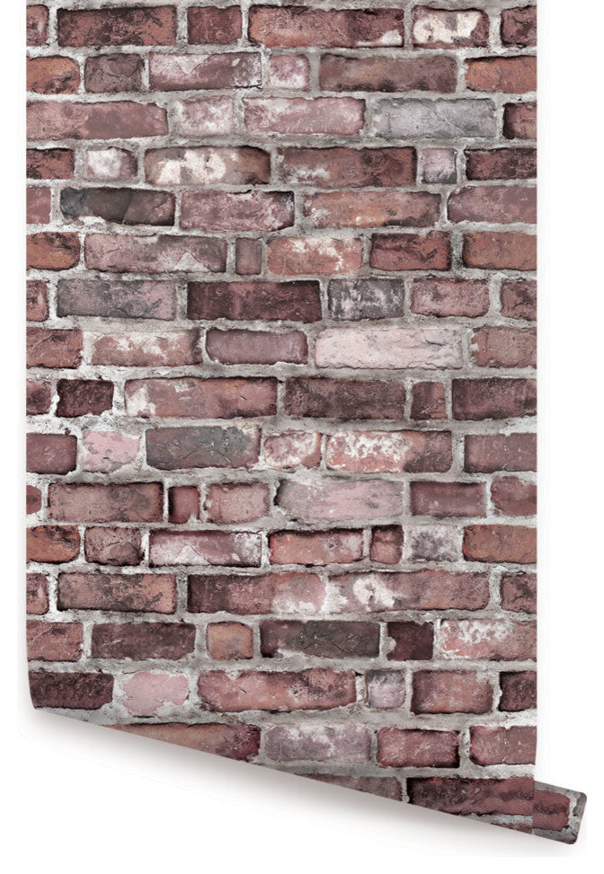Brick Peel and Stick Vinyl Wallpaper, Vintage, 24"w X 108"h