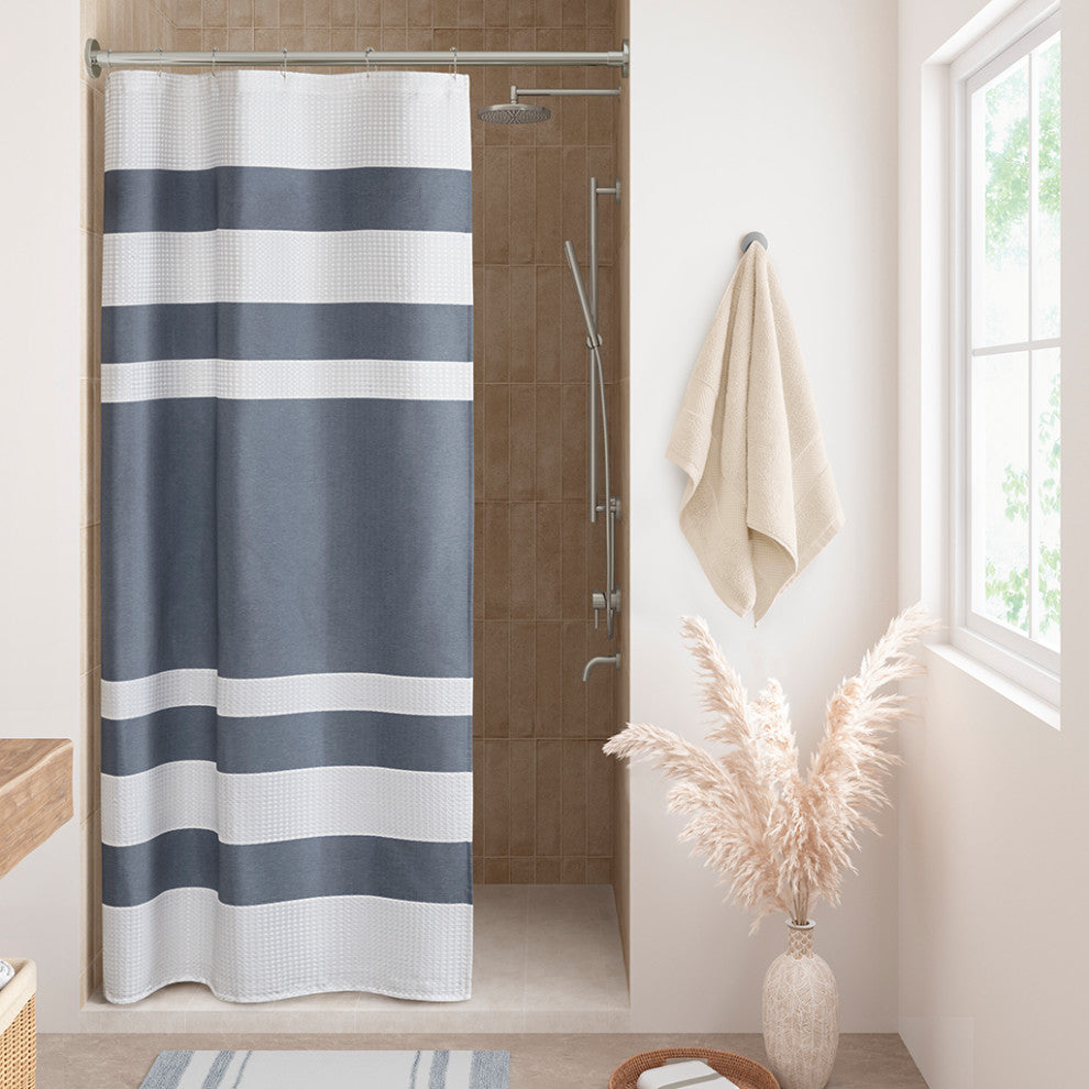 Madison Park Spa Waffle Shower Curtain With 3M Treatment