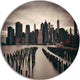 Manhattan Financial District, Cityscape Photo Disc Metal Wall Art, 11"