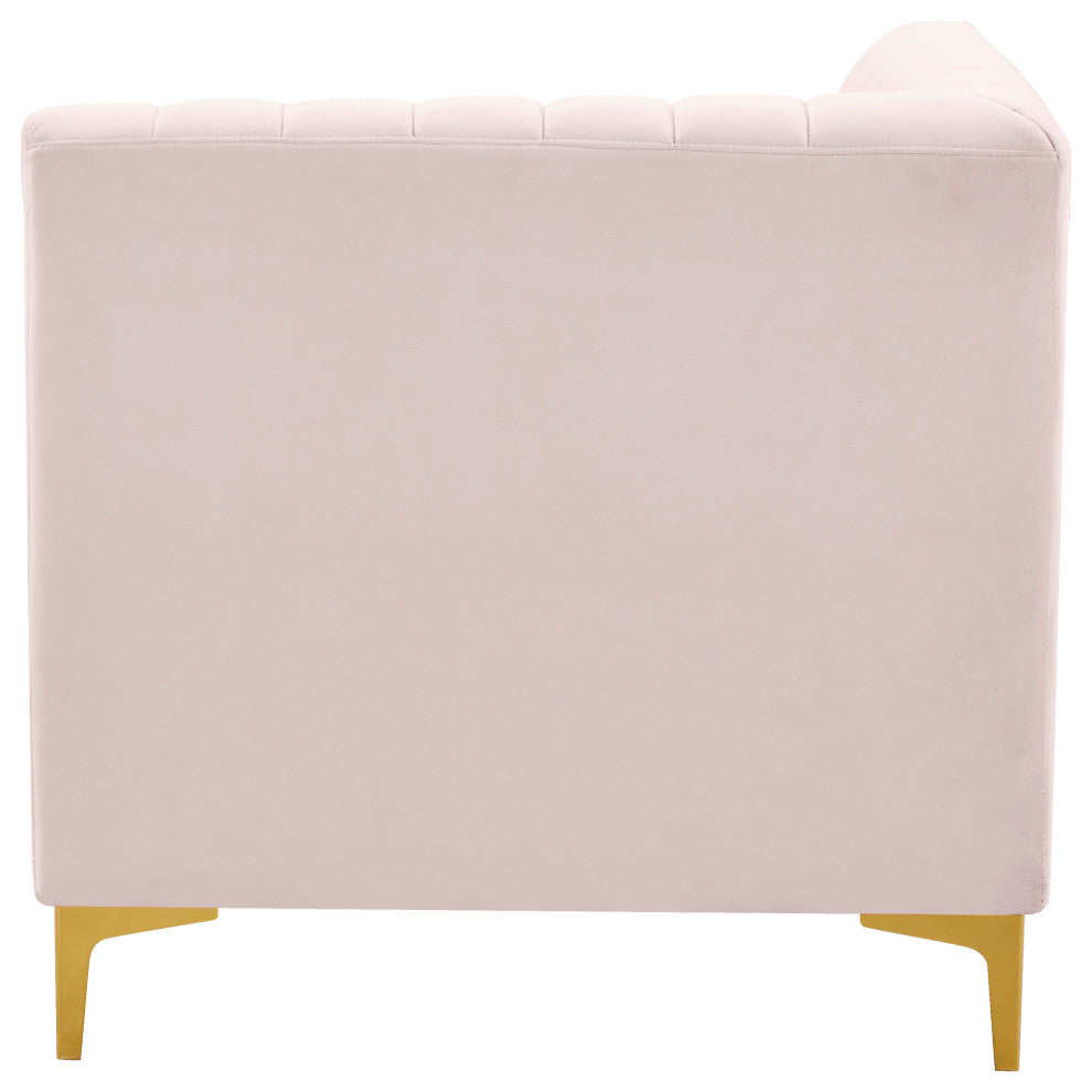 Alina Velvet Upholstered Modular Corner Chair, Pink