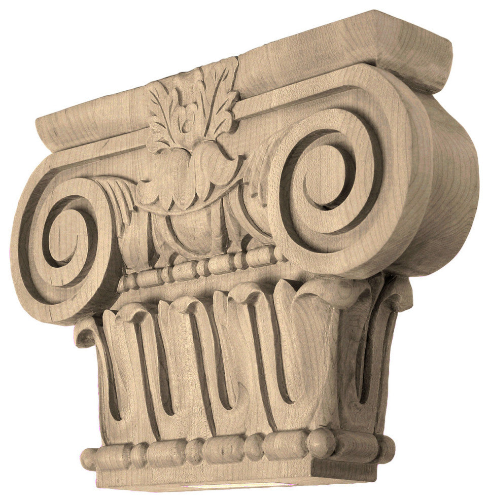 Large Bradford Roman Ionic Capital (Fits Pilasters up to 6 1/4"W x 2"D), Alder