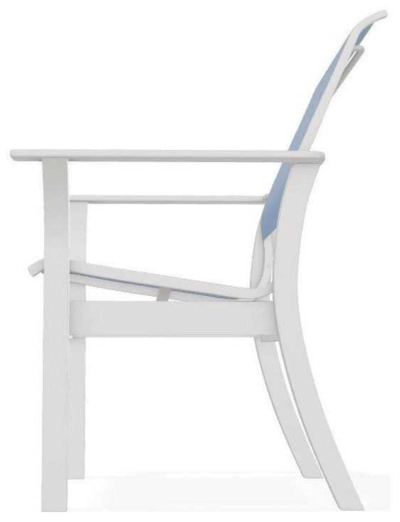 Leeward Sling Stackable Outdoor Dining Chair, Sky/Snow