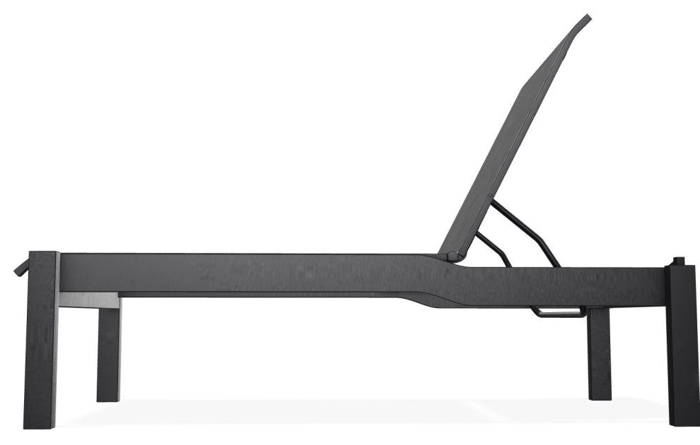 Leeward Sling Stackable Outdoor Chaise Lounge, Augustine Shadow/Black