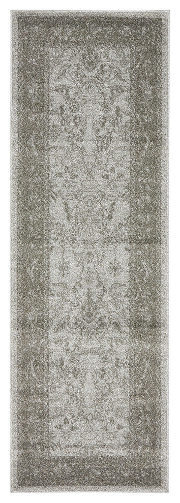 Unique Loom Light Gray La Jolla Floral 2' 0 x 6' 0 Runner Rug