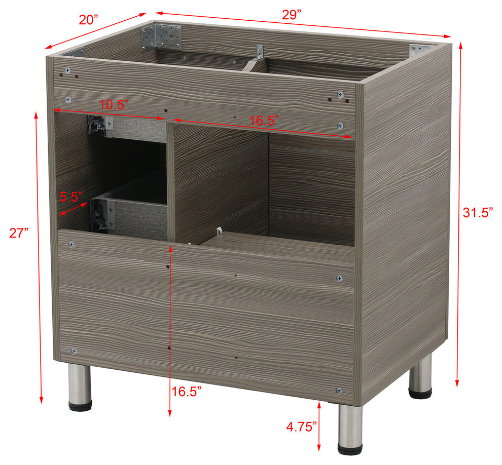 Windbay 30" Free Standing Vanity, Taupe Grey, White Stone Countertop