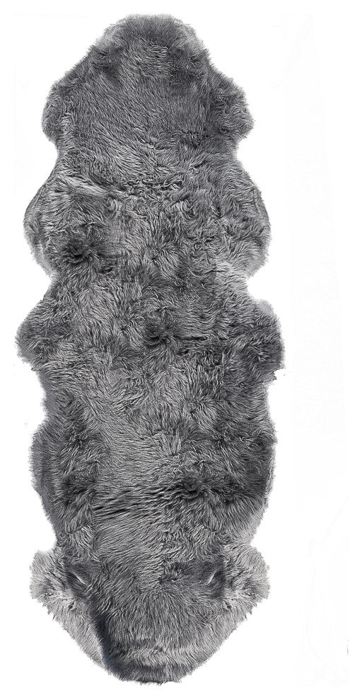 Natural 100% New Zealand Sheepskin Double, 2'x6', Grey