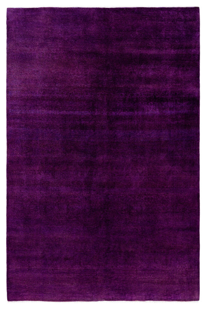 Overdyed One-of-a-Kind Hand-Knotted Area Rug Purple, 6' 1" x 9' 5"