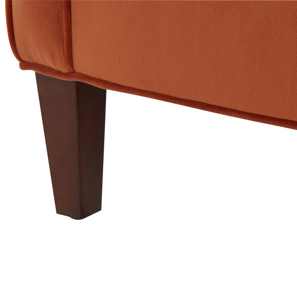 Questa Mid Century Velvet Accent Arm Chair, Burnt Orange