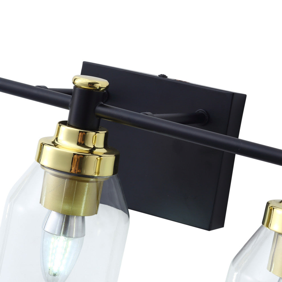 Vintage Industrial Style Dimmable Bathroom Vanity Lighting Fixture, 3-Light