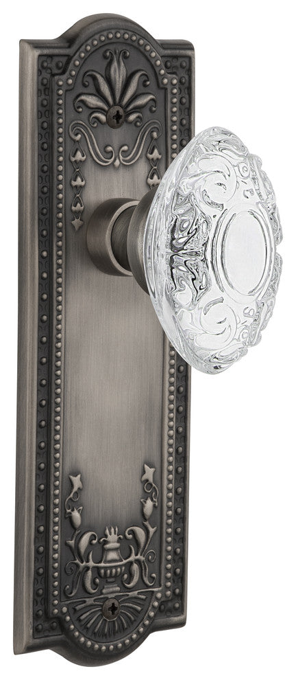 Meadows Plate Double Dummy Crystal Victorian Knob, Antique Pewter, MEACVI