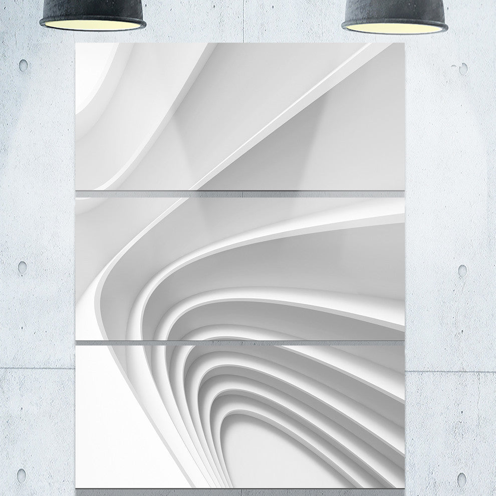 "Fractal Bulgy Layered 3-D Waves" Metal Wall Art, 3 Panels, 28"x36"