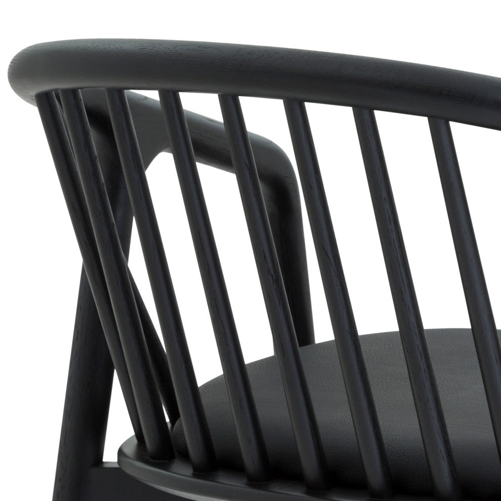 Echo, Black Oak Wood/Faux Leather, Bar Stool, 30", Single