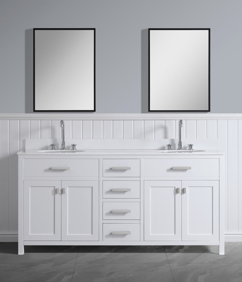 London 71-in White Bathroom Vanity Base Cabinet Without Top