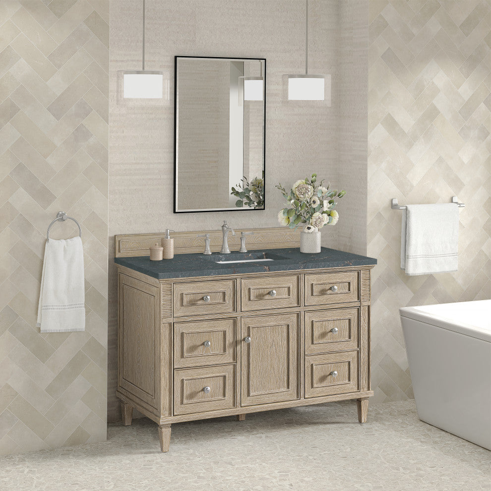 Lorelai 48" Single Vanity, Oak, 3 CM Parisien Bleu Top