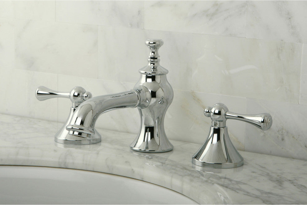 Kingston Brass Widespread Bathroom Faucet With Brass Pop-Up, Polished Chrome