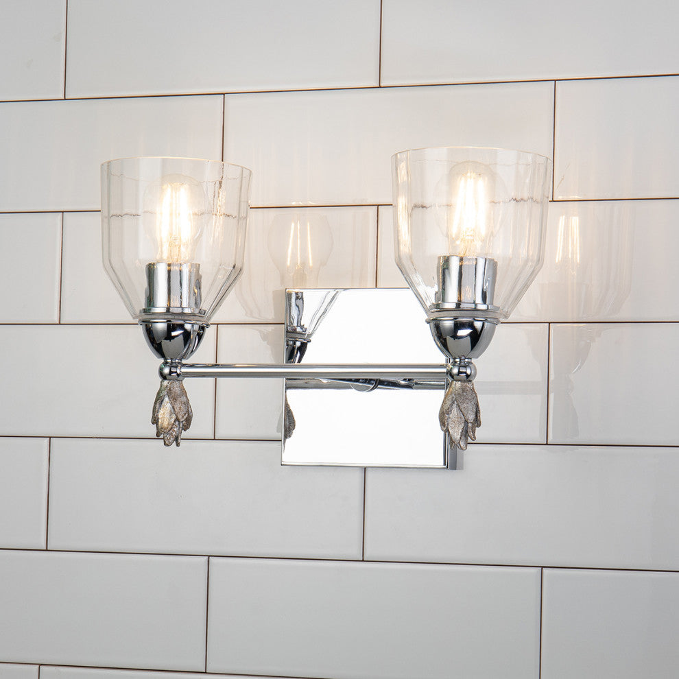Felice 2 Light Vanity Light, Polished Chrome Finial 1 Silver