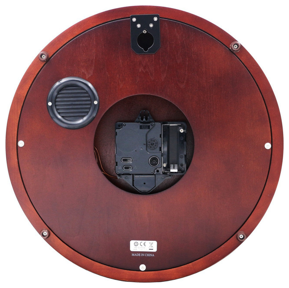 Seiko Clocks, 12" Round Wood Grain Wall Clock With Dual Quarter Hour Chimes