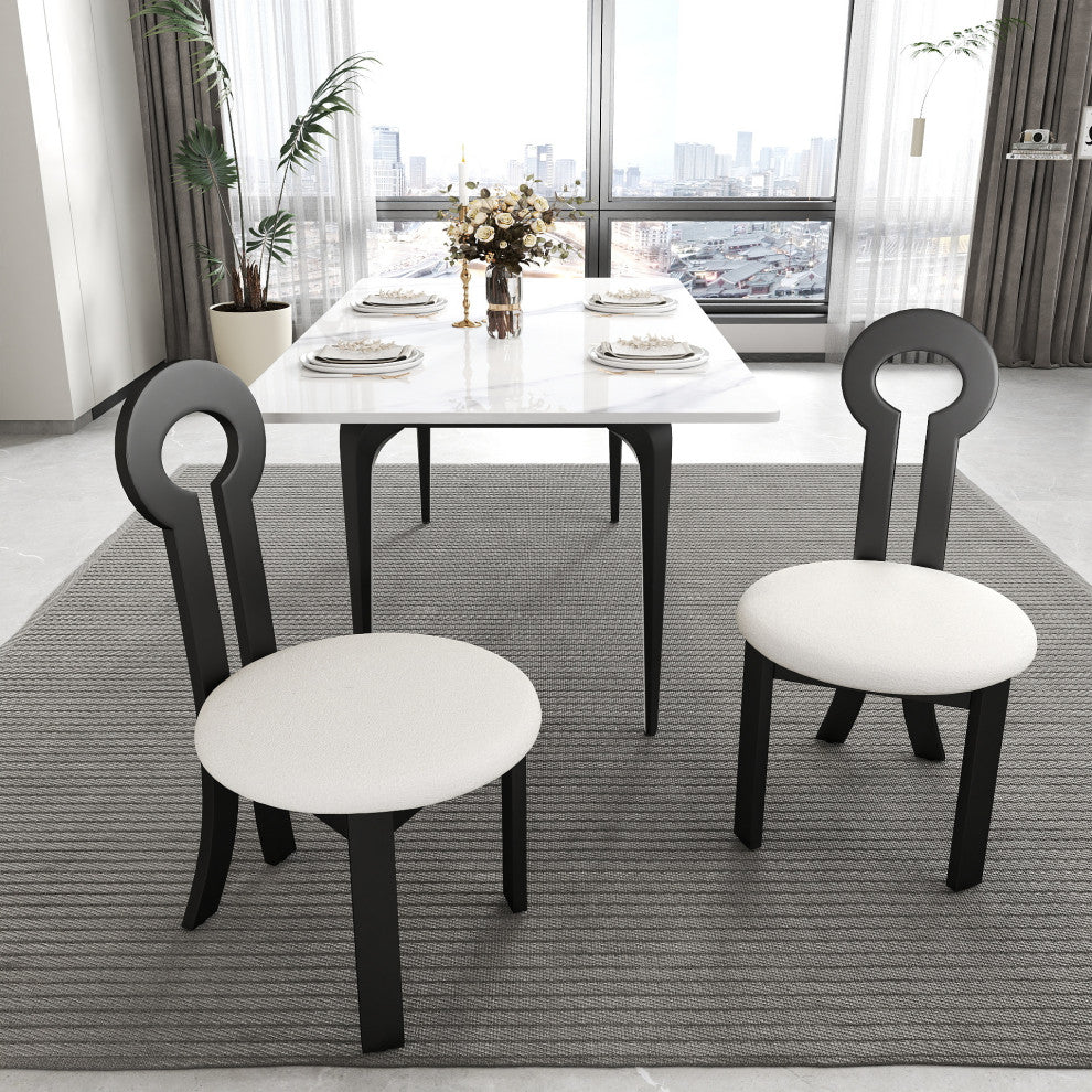 GDF Studio Vintage Armless Rubber Solid Wood Dining Chair, Set of 2, Black/White