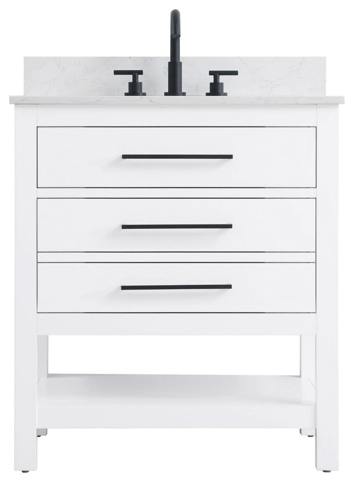 Home Living 30" Single Bathroom Vanity, White With Backsplash