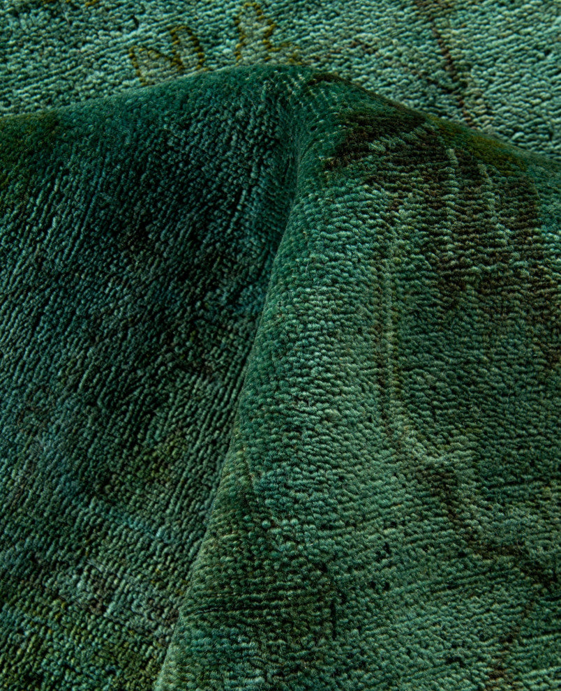 Overdyed One-of-a-Kind Hand-Knotted Area Rug Green, 8' 1" x 10' 4"