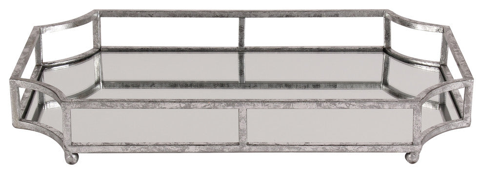 Kate and Laurel Ciel Metal Mirrored 12x18 Decorative Tray, Silver