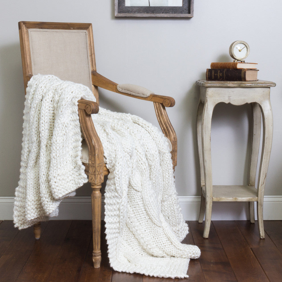 Raj Knitted Throw, White