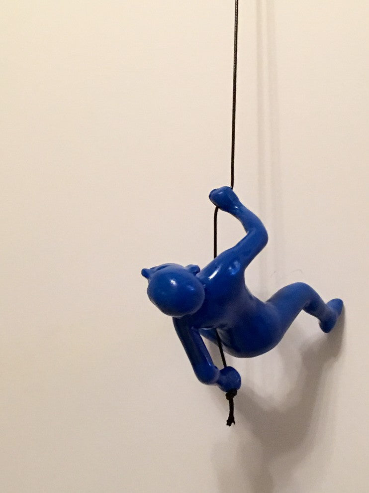 BLUE Climbing Man Position 1- HANGING WALL ART!
